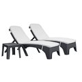 Rainbow Outdoor Roma 3-Piece Chaise Lounger Set w/cushion-Anthracite RBO-ROMA-ANT-3CL-CUSH-CRM